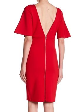 ALI & JAY Red Midi Dress Gold Zip Back Sleeves S